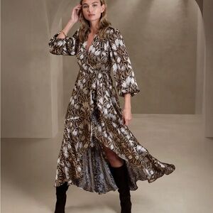 Banana Republic Fiori Silk Floral Ruffle Wrap Dress